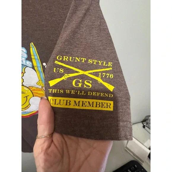 Grunt Style Club Member "Warheads on Foreheads" graphic t-shirt in heather brown - Picture 3 of 5
